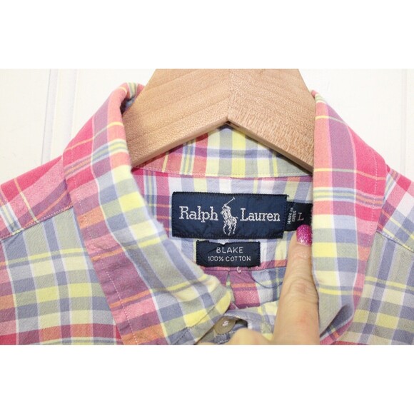 Ralph Lauren Polo Vintage Blue Label Blake Shirt Mens Size‎ Large Plaid - Picture 2 of 6